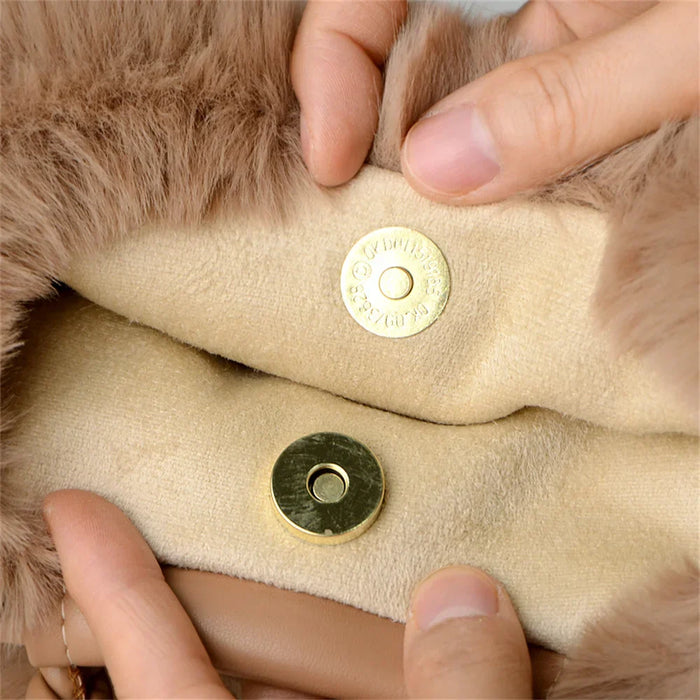 Evelyn Women’s Fur Shoulder Bag – Plush Braided Handle