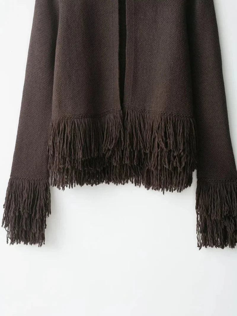 Carina Women’s Cardigan – Fringe Style Structured Knit Cardigan