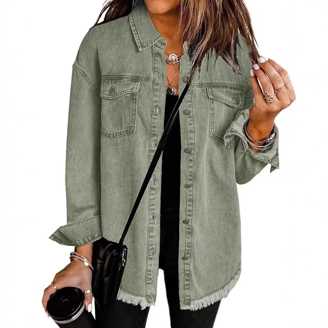 Marissa Women’s Denim Shirt Jacket – Relaxed Button Front Overshirt