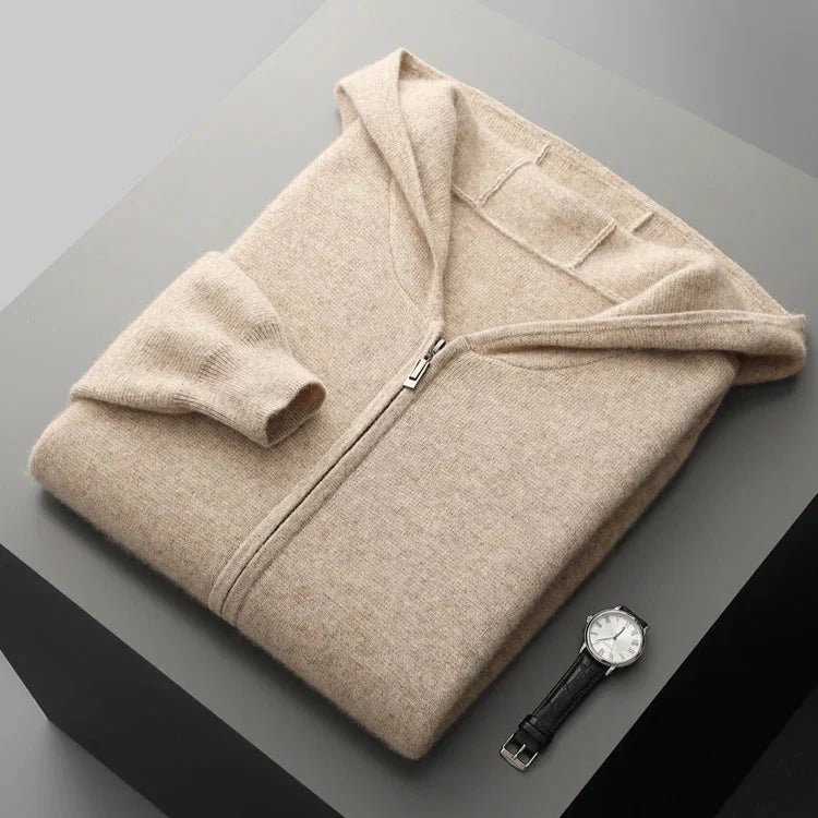 Aries Men’s Hooded Jacket – Lightweight Cashmere Zip-Up Jacket