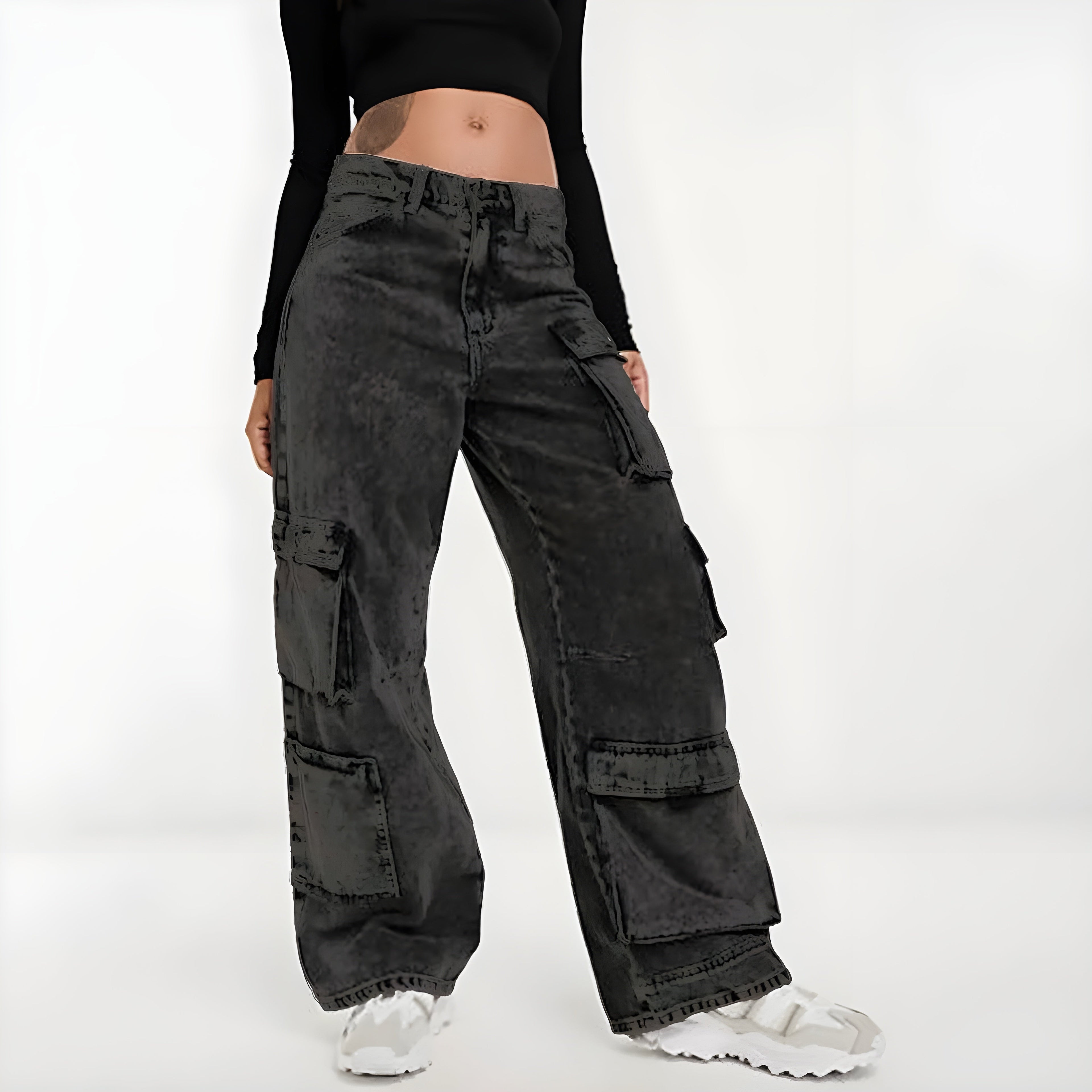 Lennon High-Waist Acid Wash Cargo Pants