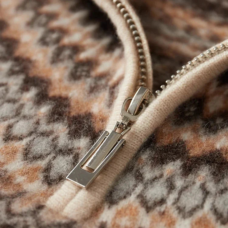 Rowan Men’s Cashmere Half Zip Sweater – Ribbed Collar Pullover