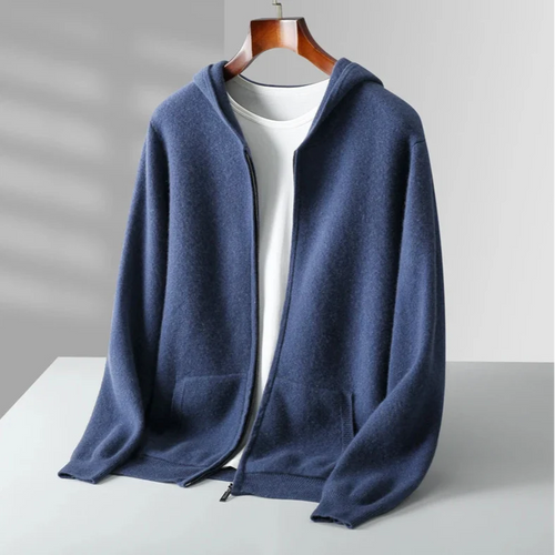 Aries Men’s Hooded Jacket – Lightweight Cashmere Zip-Up Jacket