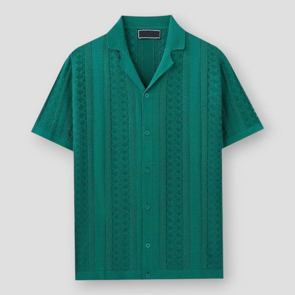 Talia Button-Up Textured Knit Shirt