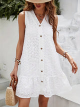 Savannah A-Line Summer Dress – Lightweight Cotton with Eyelet Detailing 0