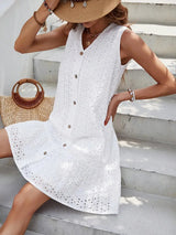 Savannah A-Line Summer Dress – Lightweight Cotton with Eyelet Detailing 3