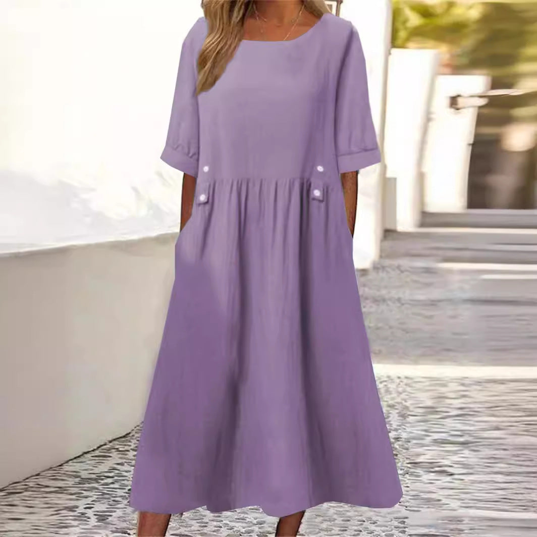 Savannah Cotton-Linen Midi Dress – Relaxed Fit for Summer Elegance 1