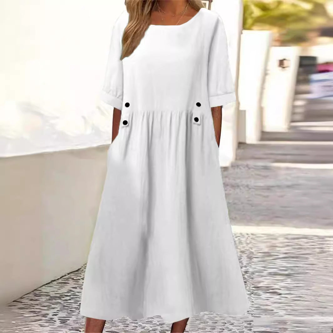 Savannah Cotton-Linen Midi Dress – Relaxed Fit for Summer Elegance 2