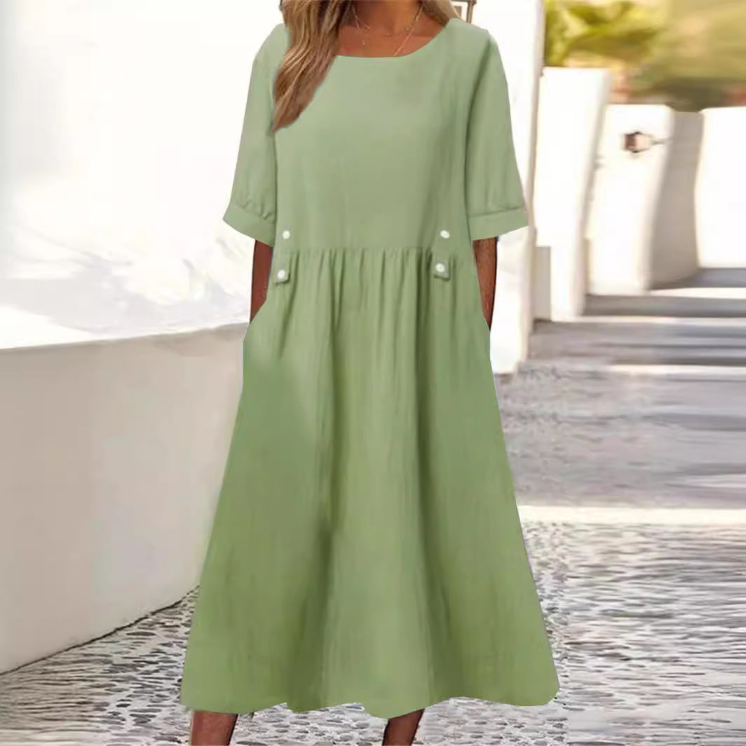 Savannah Cotton-Linen Midi Dress – Relaxed Fit for Summer Elegance 3