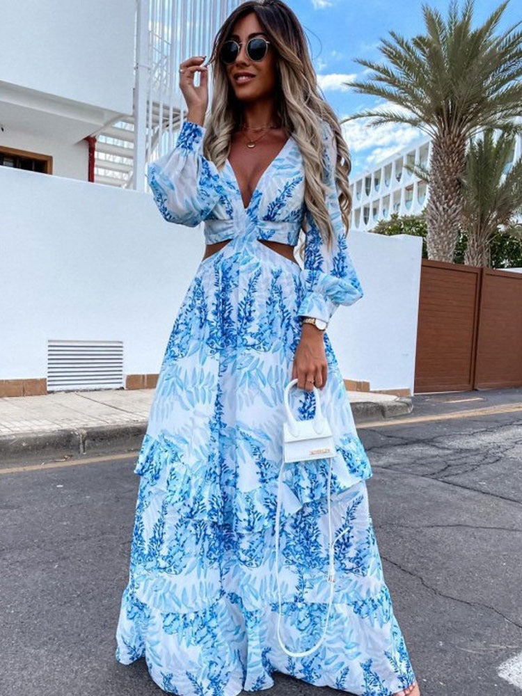 Savannah Floral Maxi Dress – Lightweight & Breathable Long Sleeve Design 0