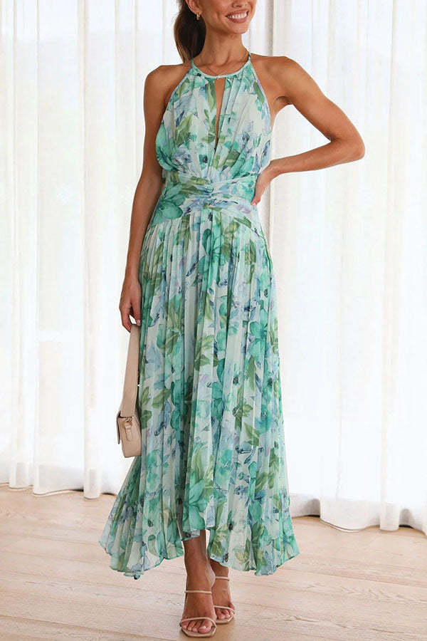 Savannah Floral Summer Dress – Lightweight Pleated Fabric with Cut-Out Neckline 2