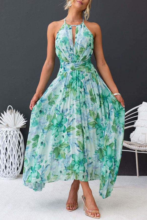 Savannah Floral Summer Dress – Lightweight Pleated Fabric with Cut-Out Neckline 5