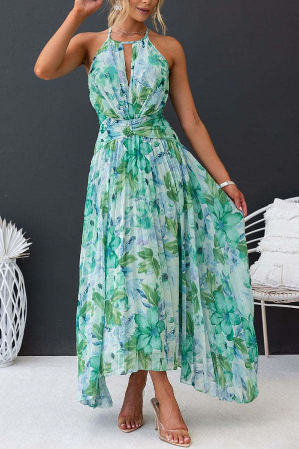 Savannah Floral Summer Dress – Lightweight Pleated Fabric with Cut-Out Neckline 6