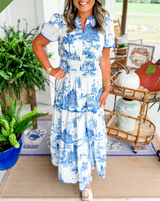 Savannah Green & White Maxi Dress – Flattering Smocked Waist & Tiered Skirt for Women 2