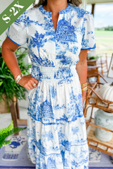 Savannah Green & White Maxi Dress – Flattering Smocked Waist & Tiered Skirt for Women 3