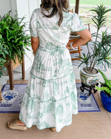 Savannah Green & White Maxi Dress – Flattering Smocked Waist & Tiered Skirt for Women 7