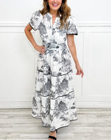 Savannah Green & White Maxi Dress – Flattering Smocked Waist & Tiered Skirt for Women 9