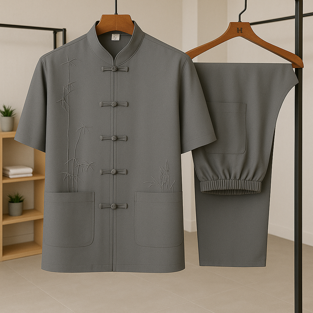 Savannah Silk-Blend Summer Set with Elegant Bamboo Embroidery 3