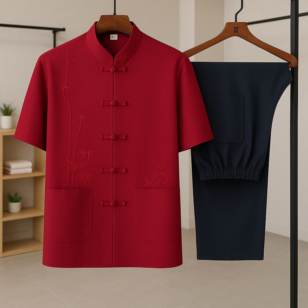 Savannah Silk-Blend Summer Set with Elegant Bamboo Embroidery 4