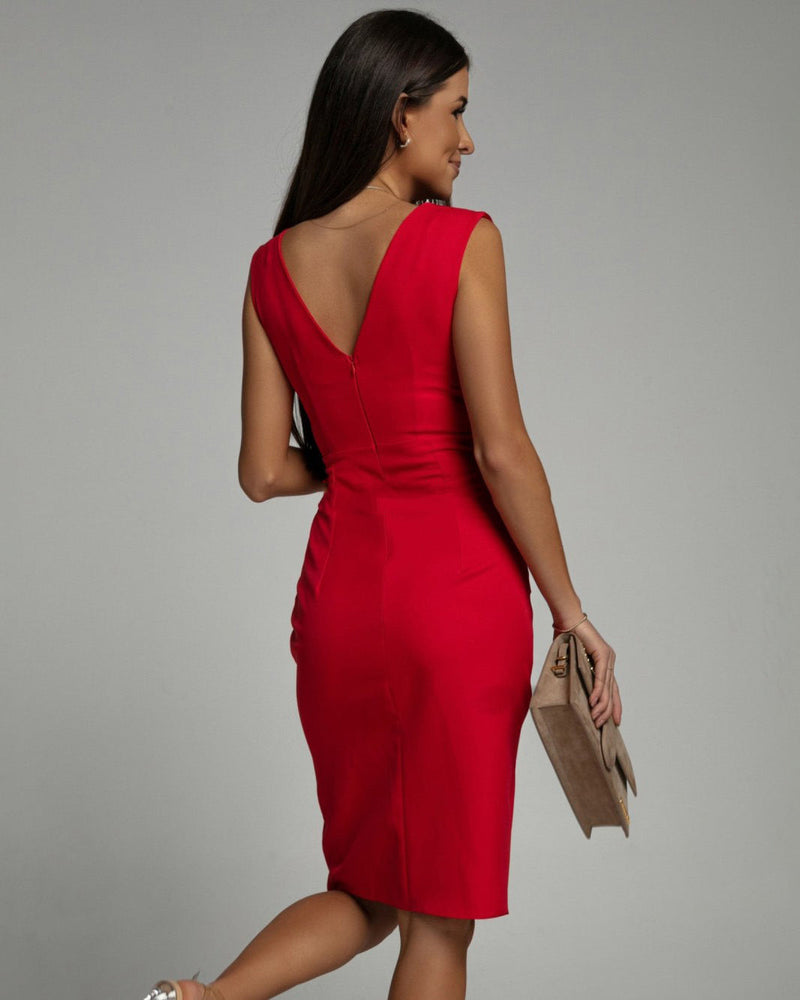 Savannah V-Neck Midi Dress – Lightweight Fabric with Side Slit for Summer Elegance 1