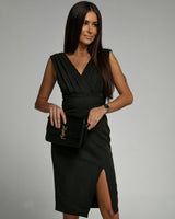 Savannah V-Neck Midi Dress – Lightweight Fabric with Side Slit for Summer Elegance 3