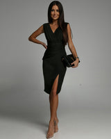 Savannah V-Neck Midi Dress – Lightweight Fabric with Side Slit for Summer Elegance 5