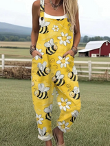 Savannah Vintage Floral Jumpsuit – Breathable Linen Blend with Relaxed Fit 1