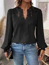 Savannah White Blouse – Intricate Lace Design with Flattering V-Neckline 1
