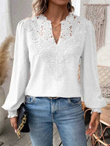 Savannah White Blouse – Intricate Lace Design with Flattering V-Neckline 5