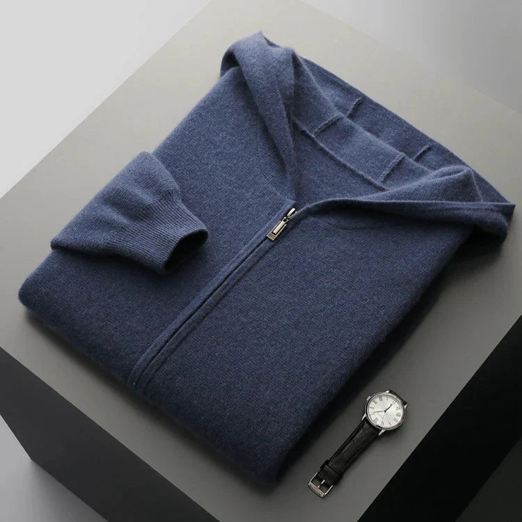 Aries Men’s Hooded Jacket – Lightweight Cashmere Zip-Up Jacket