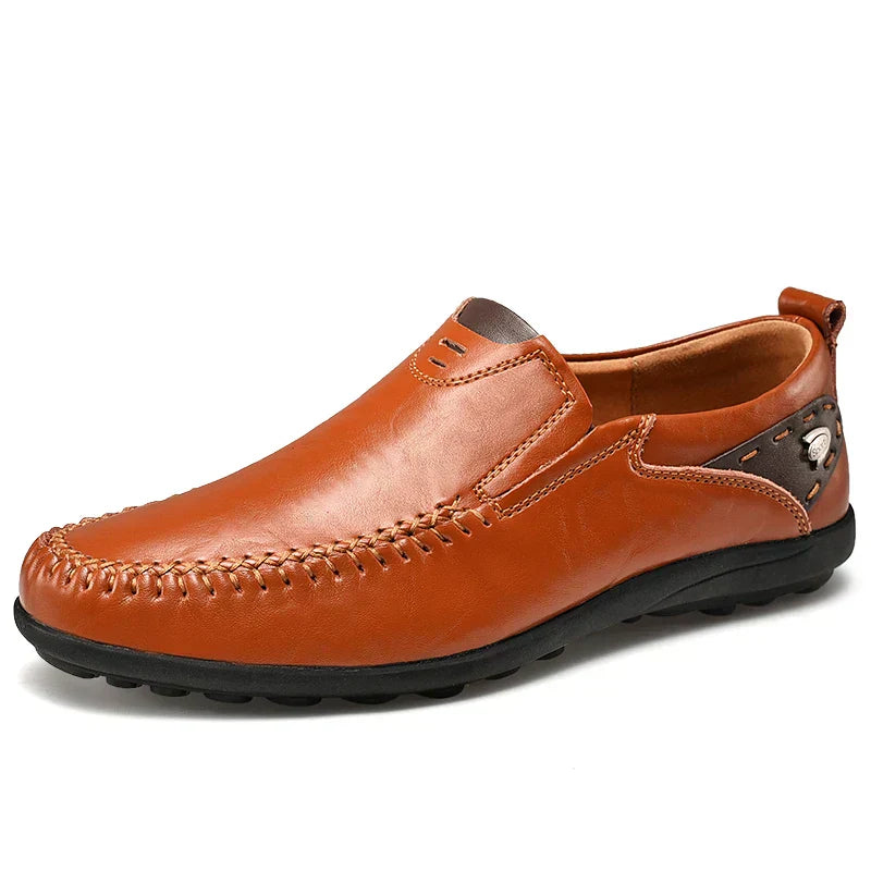 Steffano Slip-On Leather Loafers — Cushioned Minimalist Casual Dress Shoes