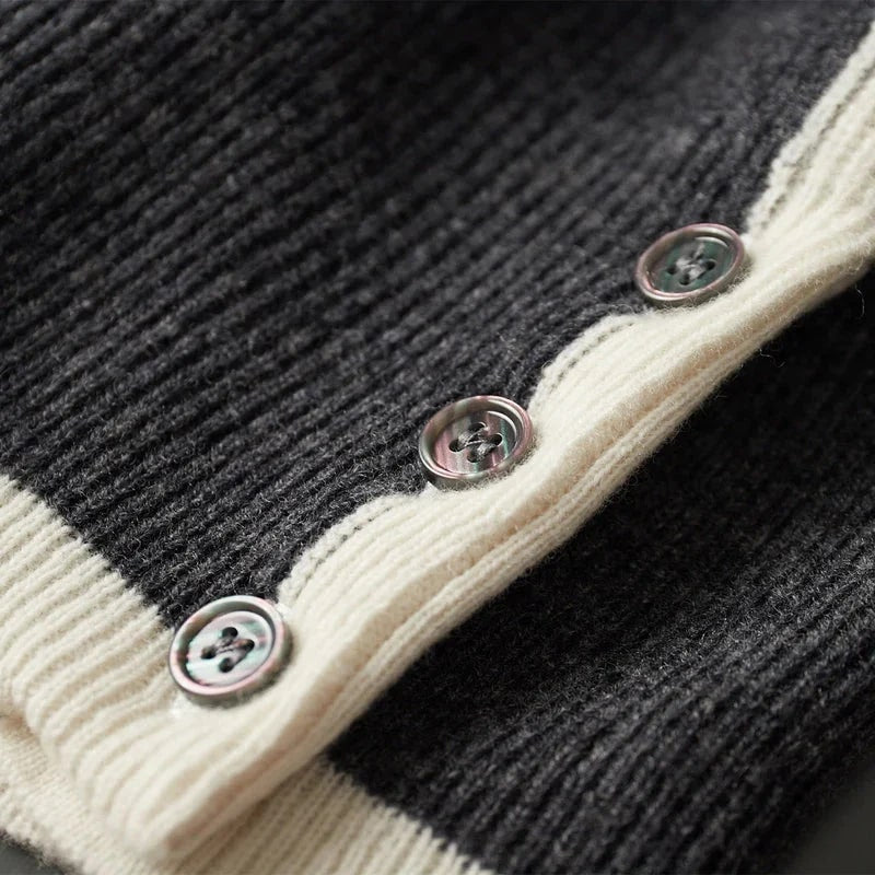 Romano Men’s Knit Sweater – Wool Pullover with Contrast Stripe Detail