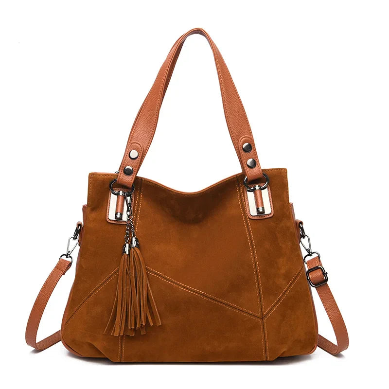 Ealla Women’s Leather Handbag – Soft Suede Finish with Structured Interior