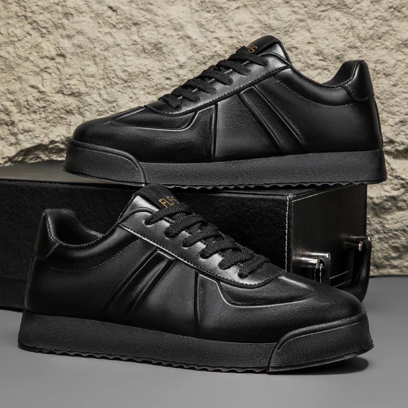 Vincent Genuine Leather Platform Sneakers – Retro Elevated Casual Sneakers
