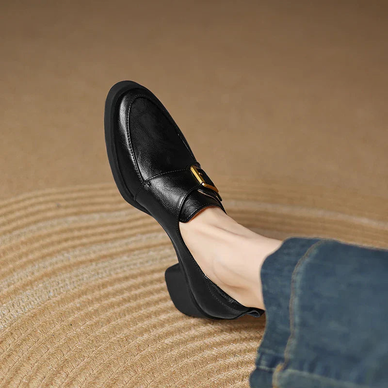Veronica Women’s Loafers – Italian Leather Buckle Dress Shoes