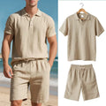 Nico Men’s Linen Set – Two-Piece Lightweight Outfit with Full Button Shirt & Drawstring Shorts