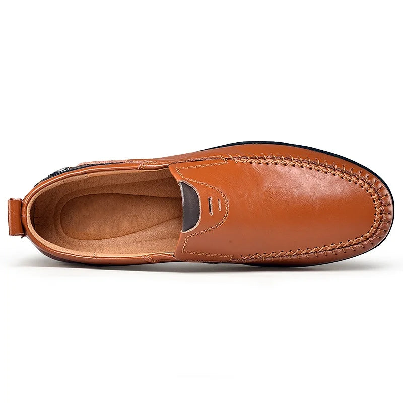 Steffano Slip-On Leather Loafers — Cushioned Minimalist Casual Dress Shoes