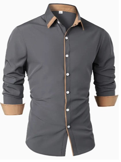 Noel Contrast Trim Shirt – Sleek Slim-Fit Button-Up