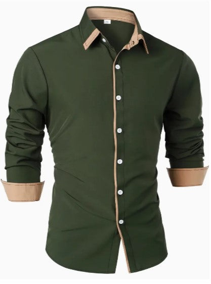 Noel Contrast Trim Shirt – Sleek Slim-Fit Button-Up