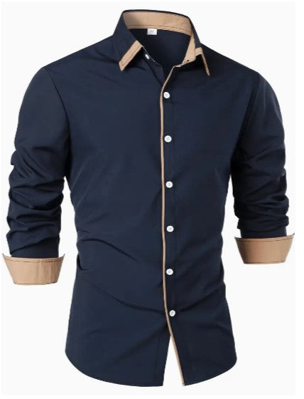 Noel Contrast Trim Shirt – Sleek Slim-Fit Button-Up