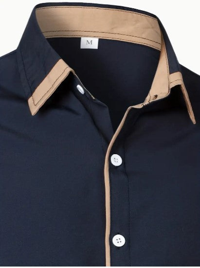 Noel Contrast Trim Shirt – Sleek Slim-Fit Button-Up