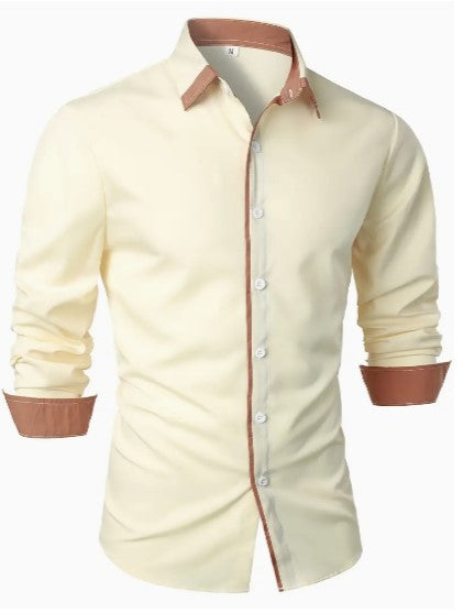 Noel Contrast Trim Shirt – Sleek Slim-Fit Button-Up