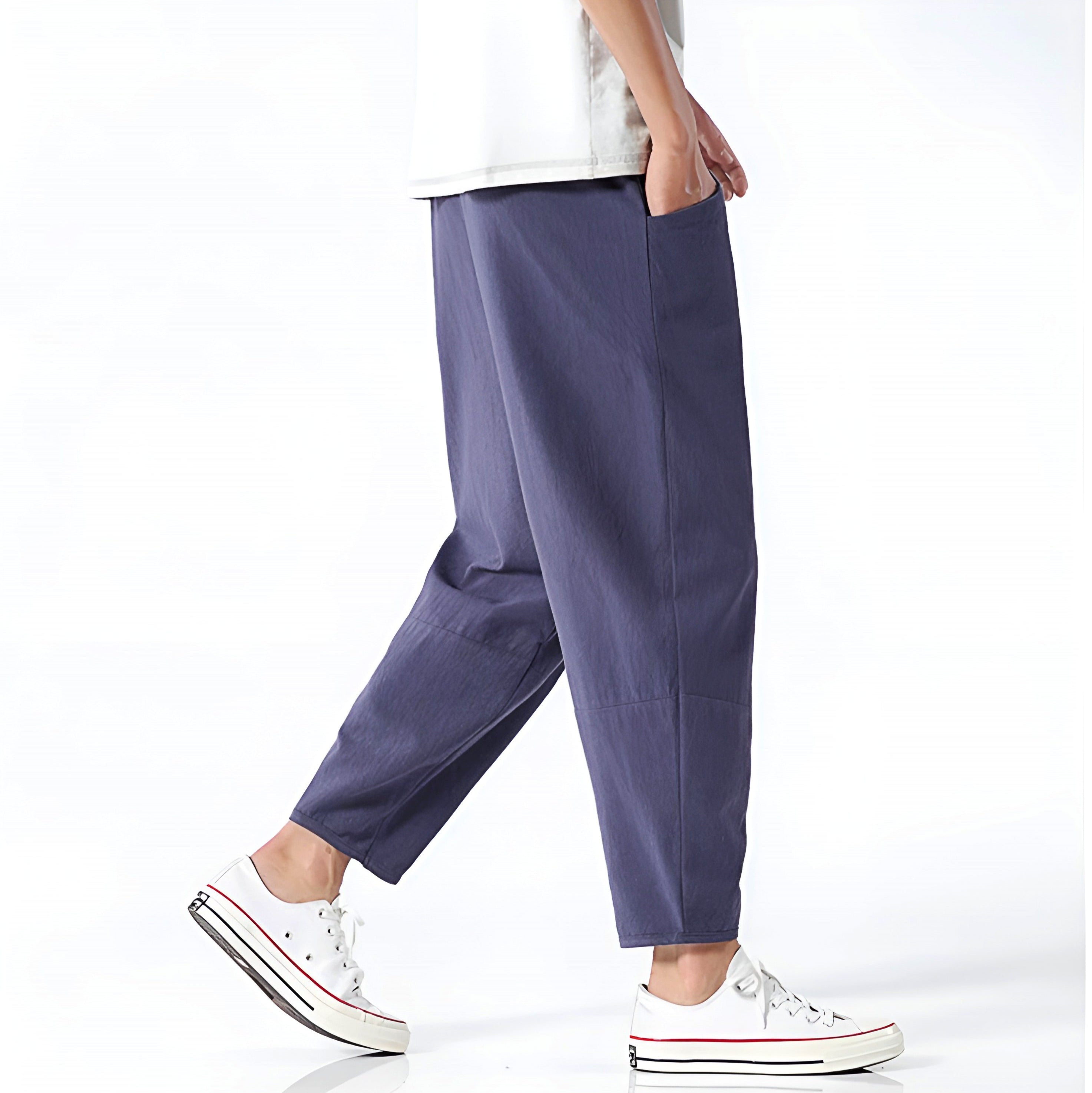Santino Cropped Linen Pants – Men’s Slim Tapered Trousers for Warm Weather