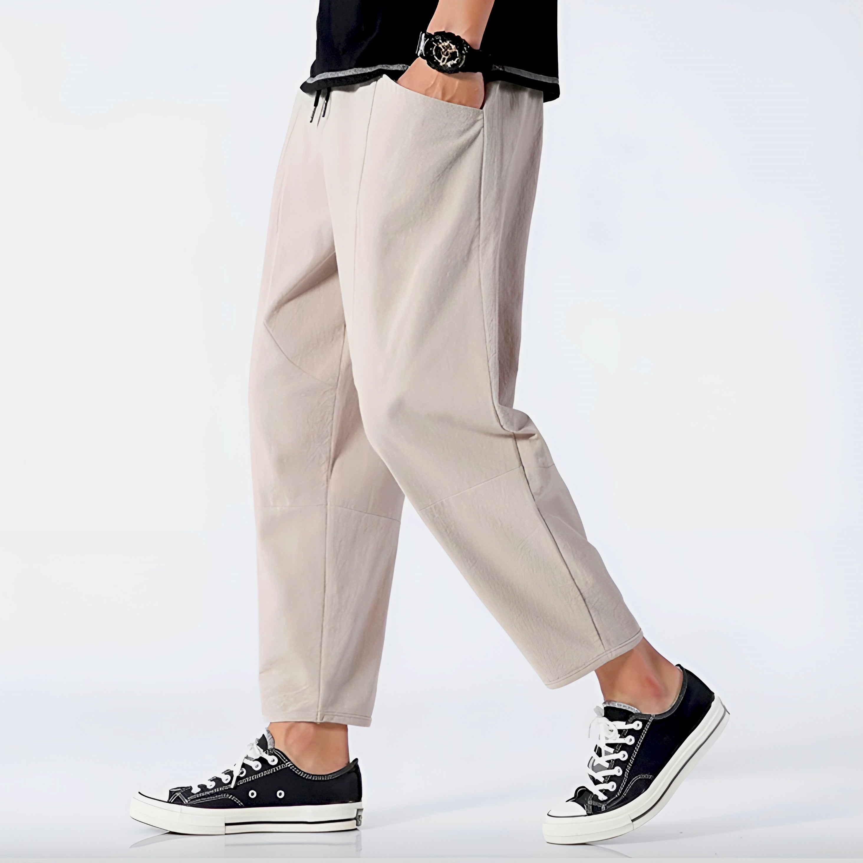 Santino Cropped Linen Pants – Men’s Slim Tapered Trousers for Warm Weather