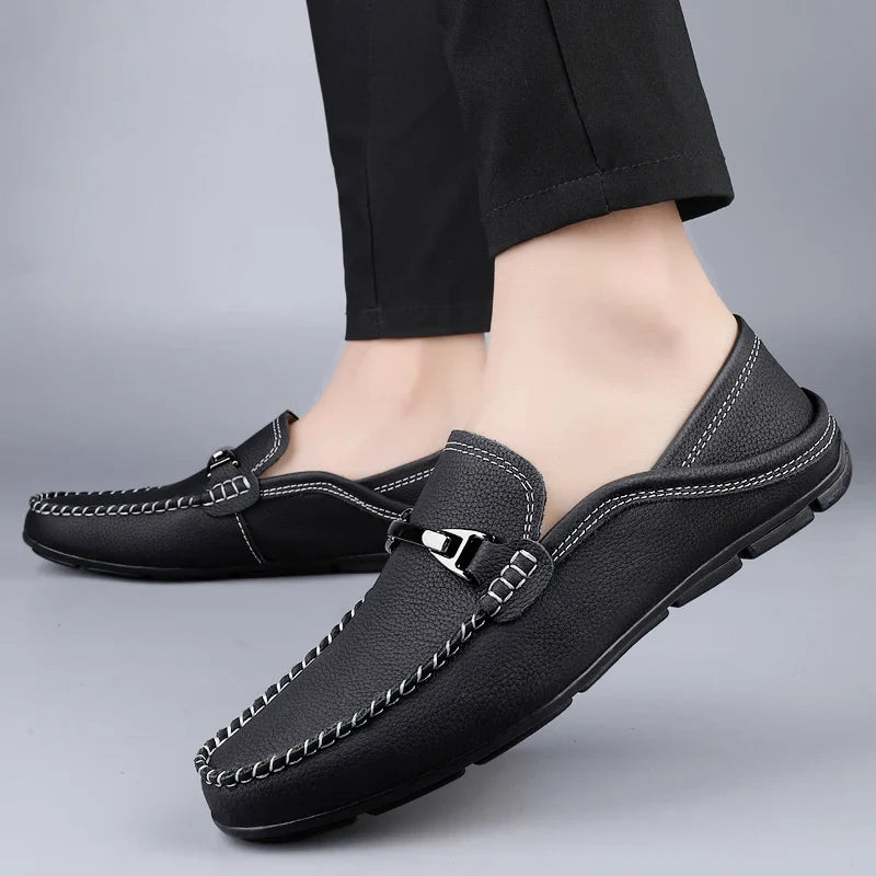 Stanley Men’s Leather Loafers – Cushioned Slip-On Shoes