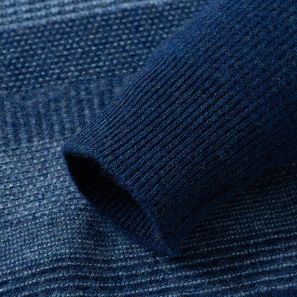 Aspen Men’s Wool Sweater – Pure Wool with Gradient Stripe Design