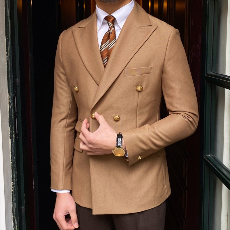 Elliot Men’s Blazer Jacket – Double-Breasted Slim Fit with Peak Lapels