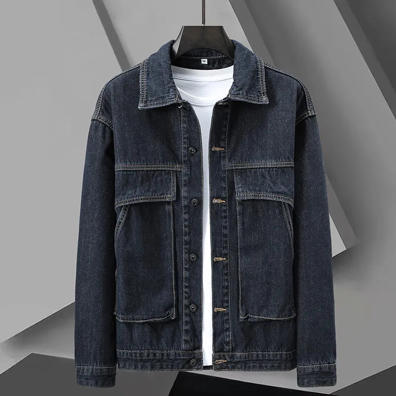 Theo Dark Wash Cargo Denim Jacket
