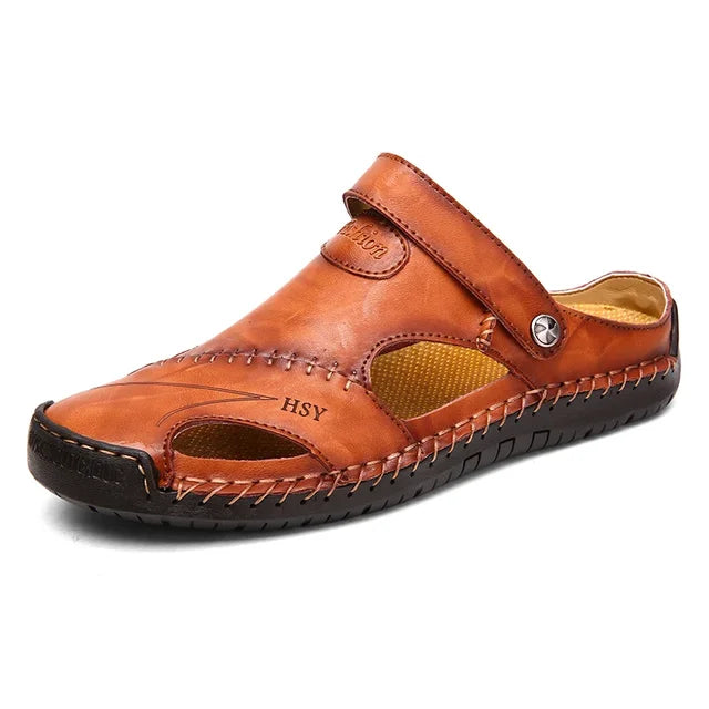 Giovanni Genuine Leather Sandals — Hand-Stitched Casual Summer Footwear