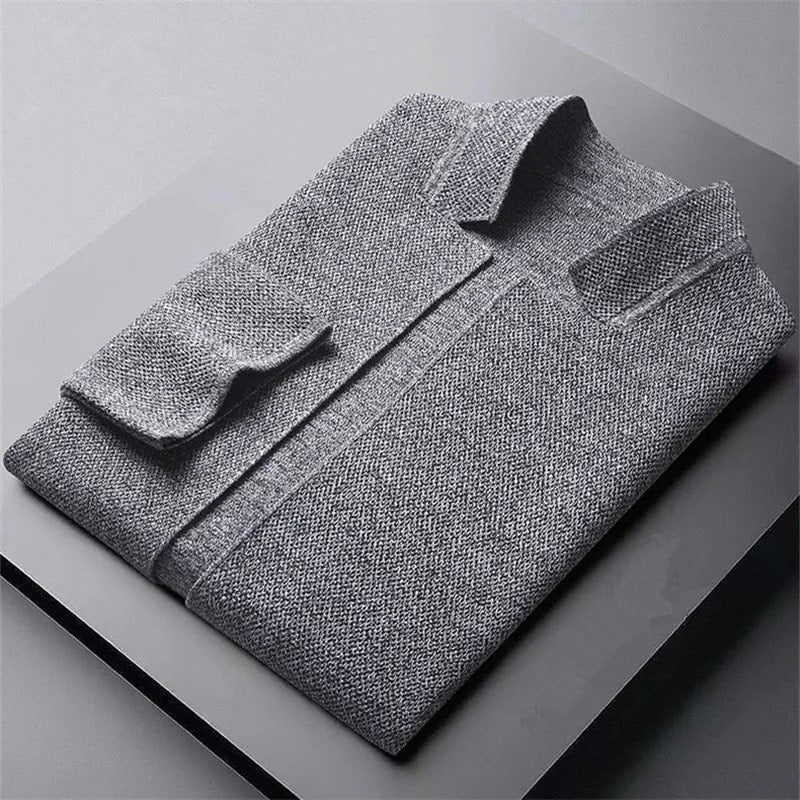 Gilbert Men’s Knit Cardigan – Italian-Style with Mandarin Collar